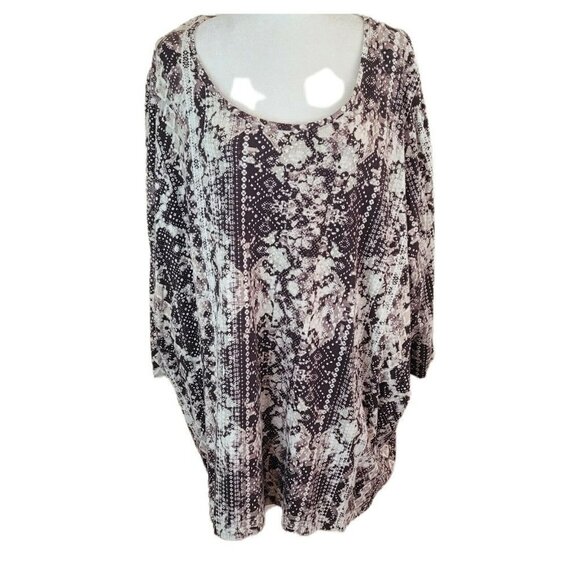 Catherines Multi Color Printed Scoop Neck Long Sleeve Tunic Top Plus Size 4X - Picture 1 of 7